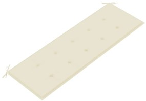 Banco Batavia c/ almofadão cor creme 150 cm madeira de teca maciça