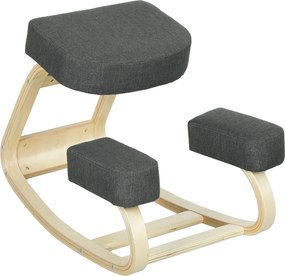 Vinsetto Cadeira ajoelhada, banqueta ergonômica estofada para postura saudável, madeira de bétula, capacidade de 120 kg, Cinza escuro | Aosom Portugal