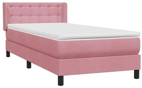 Cama com molas/colchão 100x220 cm veludo Rosa