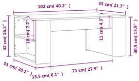 Mesa de centro 102x55x42 cm derivados de madeira preto