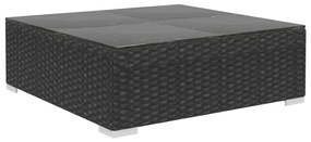 6 pcs conjunto lounge de jardim c/ almofadões vime PE preto