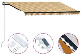 vidaXL Toldo retrátil c/ sensor vento e LED 400x300cm amarelo/branco