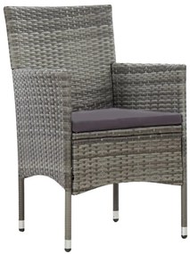 5 pcs conjunto lounge de jardim c/ almofadões vime PE cinzento