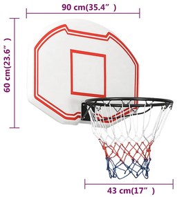 Tabela de basquetebol 90x60x2 cm polietileno branco
