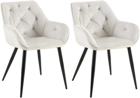 Conjunto de 2 cadeiras de sala de jantar Cassis em veludo  e com estrutura preta 56 x 81 x 58 cm Cinzento claro