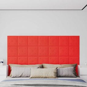 Painel parede 12 pcs 30x30cm couro artificial 1,08 m² vermelho