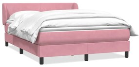 vidaXL Cama box spring com colchão 160x210 cm veludo rosa