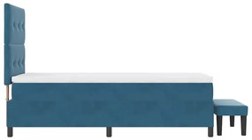 Cama Box Spring com Colchão &amp; Banco Azul Escuro 90x200 cm Veludo