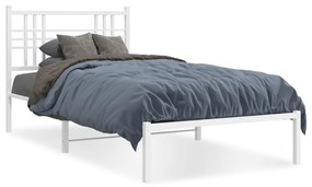 vidaXL Estrutura de cama com cabeceira 90x190 cm metal branco