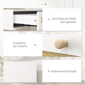 Mesa Consola para Entrada Mesa de Entrada com 2 Gavetas de Desenho de Vime para Sala Corredor 100x30x81 cm Branco