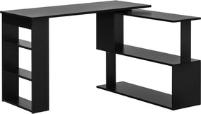 HOMCOM Mesa de Escritório Secretária de Canto Mesa de Computador Giratória 360° com 5 Prateleiras 120x110x74,5 cm Preto | Aosom Portugal