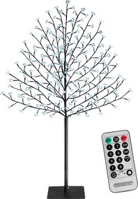 Árvore de cerejeira em flor com LEDs para interior e exterior de 220 cm Preto (base e estrutura) + Azul (luz)