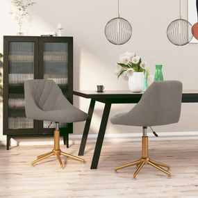 vidaXL Cadeiras de jantar giratórias 2 pcs veludo cinzento-claro