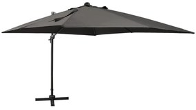 vidaXL Guarda-sol jardim cantilever c/ poste/luzes LED 300cm antracite