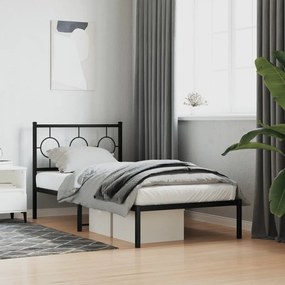 Estrutura de cama com cabeceira 90x190 cm metal preto