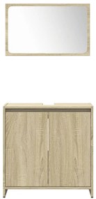 4 pcs conj. móveis casa banho derivados madeira carvalho sonoma
