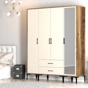 Roupeiro Kumsal STR – Noz e Creme – 160x47,5x201,4 cm