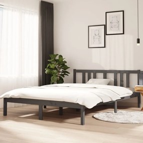 814886 vidaXL Estrutura de cama 140x200 cm madeira maciça cinzento