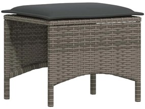 4 pcs conjunto sofás de jardim c/ almofadões vime PE cinzento