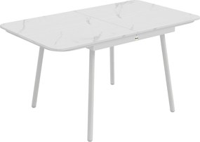 Outsunny Mesa de Jardim Retangular para 4-6 Pessoas, Tampo em WPC e Estrutura em Metal, Pés Reguláveis, 140x80x75cm, Branco | Aosom Portugal