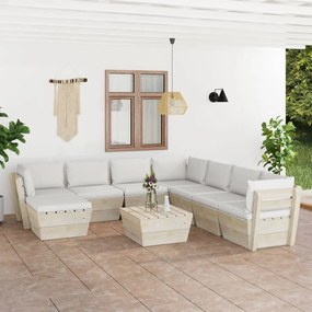 vidaXL 9 pcs conjunto lounge de paletes + almofadões madeira de abeto