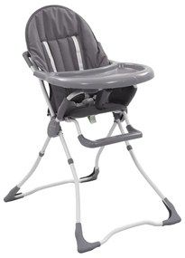 vidaXL Cadeira de refeição para bebé cinzento e branco