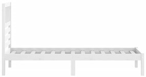 Estrutura cama de solteiro pequena 75x190cm pinho maciço branco