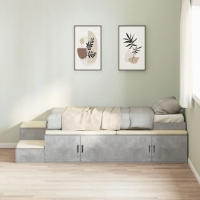 Cama de Armazenamento Cinza Concreto 75x190 cm