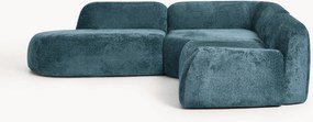 Sofá de canto modular em teddy-bouclé com chaise longue Wolke (4 lugares)