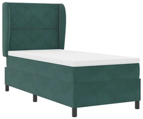 Cama Box com Colchão Verde Escuro, 90x200 cm, em Veludo