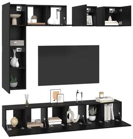 Conjunto de móvel de TV 8 pcs Carvalho preto Madeira processada