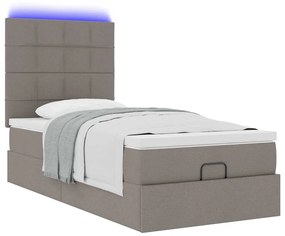 Estrutura de cama otomana com colchão tecido cinzento 100x200cm