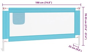 Barra de segurança p/ cama infantil tecido 190x25 cm azul
