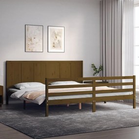 vidaXL Estrutura cama c/ cabeceira 200x200cm maciço castanho-mel