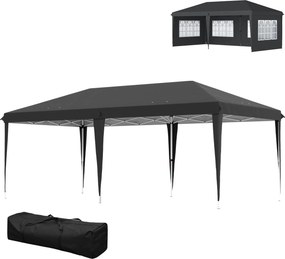 Tenda dobrável tipo pop-up - tenda para eventos - 3 x 6 m, com 3 lados desmontáveis, preta