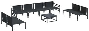 Conjunto de Sofá de Jardim 9 pcs Cinzento-escuro Aço