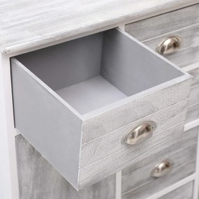 Aparador com 10 gavetas 113x30x79 cm madeira cinzento