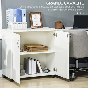 Armário de escritório metal de 2 níveis 80 x 40 x 80 cm, móvel de arrumação para escritório com 2 portas, fechaduras e chaves, branco