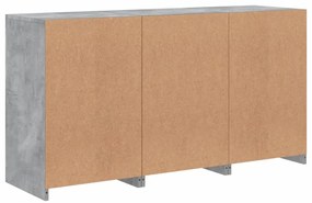 Aparador com luzes LED 123x37x67 cm cinzento cimento