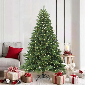 vidaXL Árvore de Natal Artificial com 300 LEDs Verde 180 cm PE e PVC