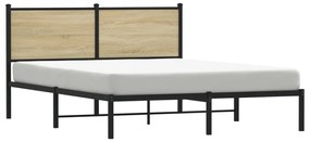 Estrutura de cama com cabeceira 140x190cm metal carvalho sonoma