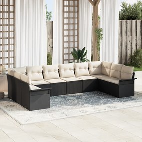 Conjunto de Sofá de Jardim vidaXL com 10 Peças e Almofadas de Rattan P