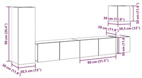 Conjunto de armário TV parede 5 pcs madeira carvalho artisiano