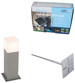 Candeeiro de exterior 30 cm cinzento com estaca de terra e manga para cabos - Denmark Moderno
