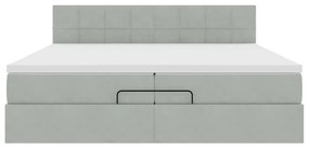 Estrutura de cama otomana com colchão 200x200 cm cinzento claro