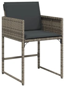 9 pcs conjunto de jantar p/ jardim c/ almofadões vime PE cinza