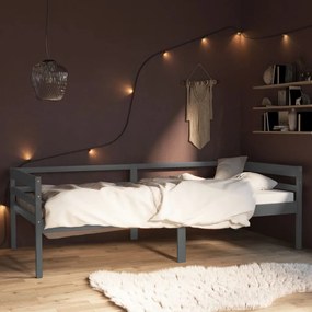 vidaXL Estrutura de cama 90x200 cm pinho maciço cinzento-escuro