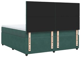 Cama com molas/colchão 200x200 cm veludo verde-escuro