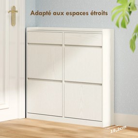 Sapateira com capacidade para 8 pares 98 x 19,2 x 95,3 cm, com 2 gavetas deslizantes e 4 gavetas basculantes, branco