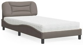 Cama com colchão 100x200 cm tecido cinzento-acastanhado